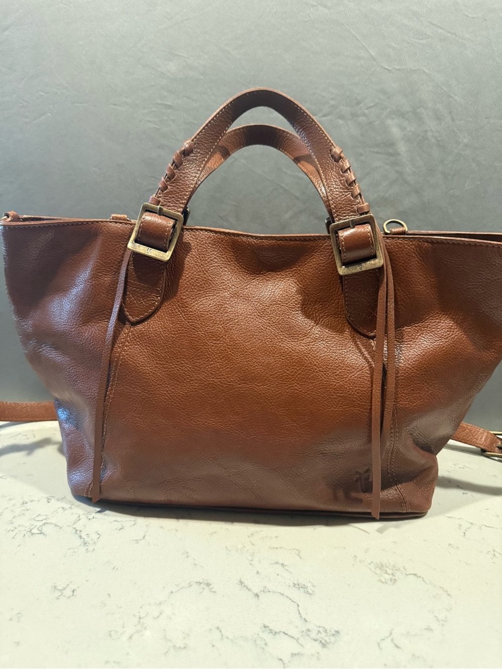 Frye Cognac Leather Double-Handle Tote